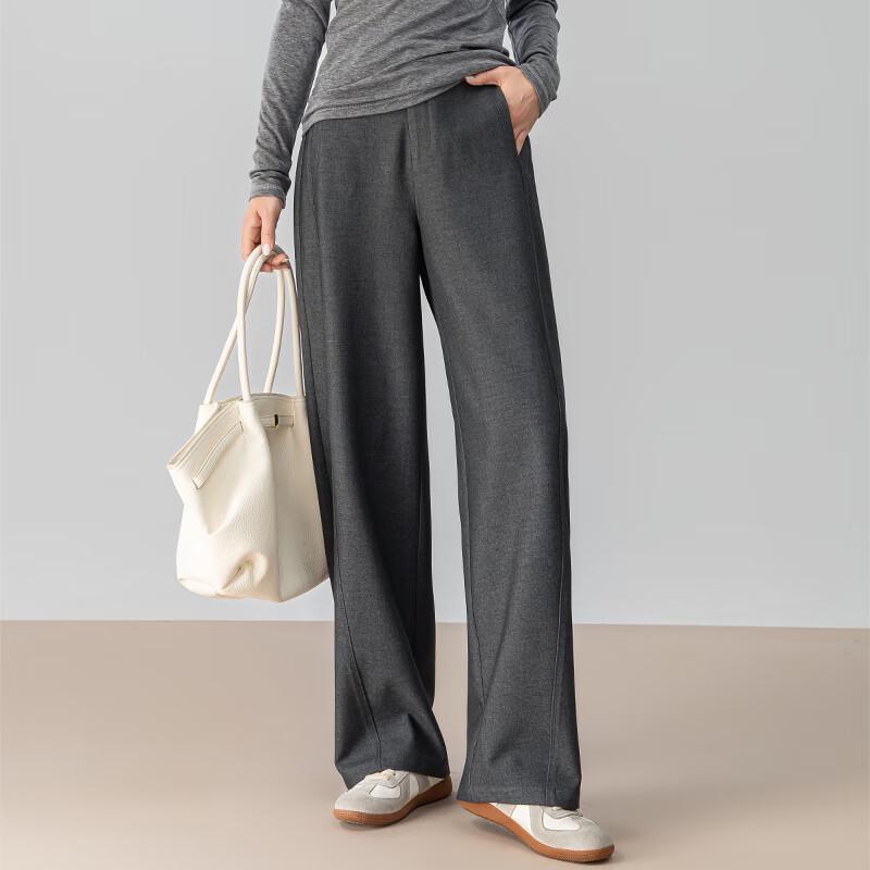Fanzhen Women's High-Waist Wide-Leg Casual Wool Blend Trousers