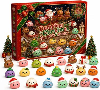Calendario dell'Avvento Squishy di Natale Conto alla Rovescia 24 Giorni Scatola Sorpresa Ravioli Squishies Rimbalzo Lento Spremere Sensoriale Regalo Decorazione