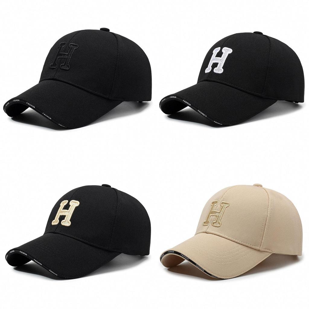 H Letter Embroidery Baseball Cap Outdoors Breathable Sun Protection Peaked Hat