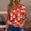 Women's T Shirt Tee Print Button 3/4 SleeveDaily Weekend Fashion Basic V- Neck Regular Top