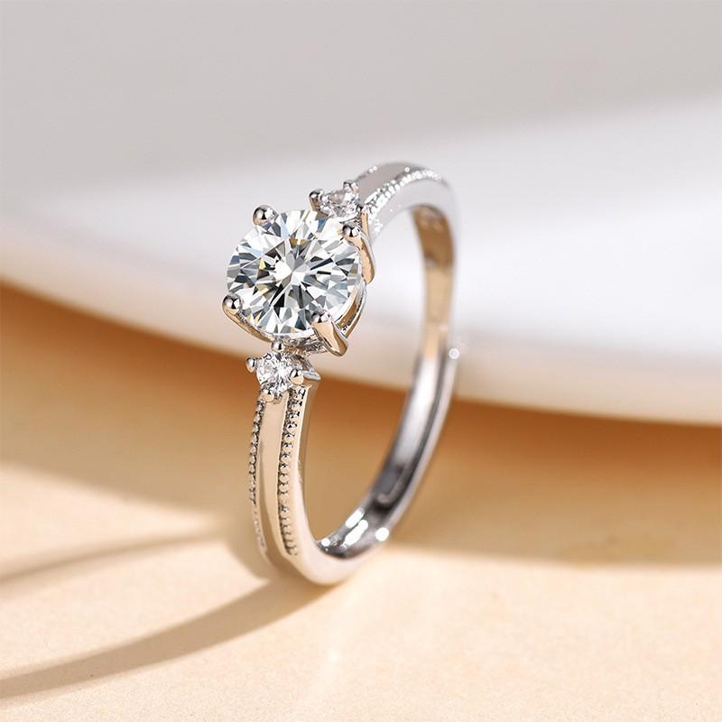 TikTok Influencer Inspired Moissanite Six-Prong Wedding Ring for Women - One Carat Jewelry