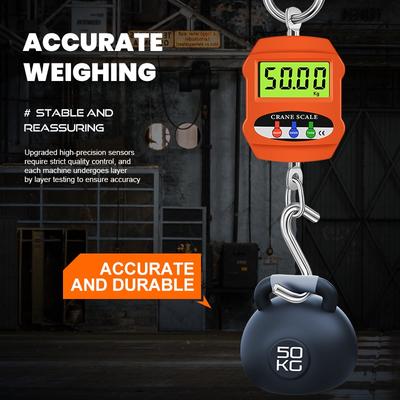 300kg Digitale LCD Hängehakenwaage 660lb/0,05kg Mini-Kranwaage Aluminiumlegierungsschale Industrielles Schwerlast-Gleichgewicht Hintergrundbeleuchtet