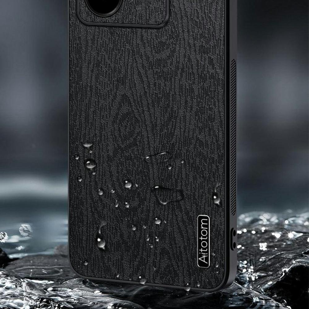 For Realme GT 7 5G Case Wood Texture PU Leather Coated PC TPU Phone Cover