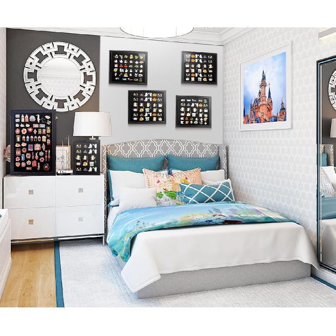 Enamel Pin Display Frame, 11x11 Shadow Box for Wall and Tabletop Display, Pin Collection Display, Pin Holder, Black