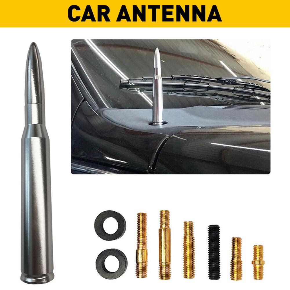 Car Antenna Anti Theft Coil Short Antenna Kit Universal for All Models with Converter Aluminium Alloy
