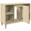 Modern bathroom cabinet with a storage unit under the washbasin, open storage on both sides, and a door storage in the middle, 80x33x60 cm