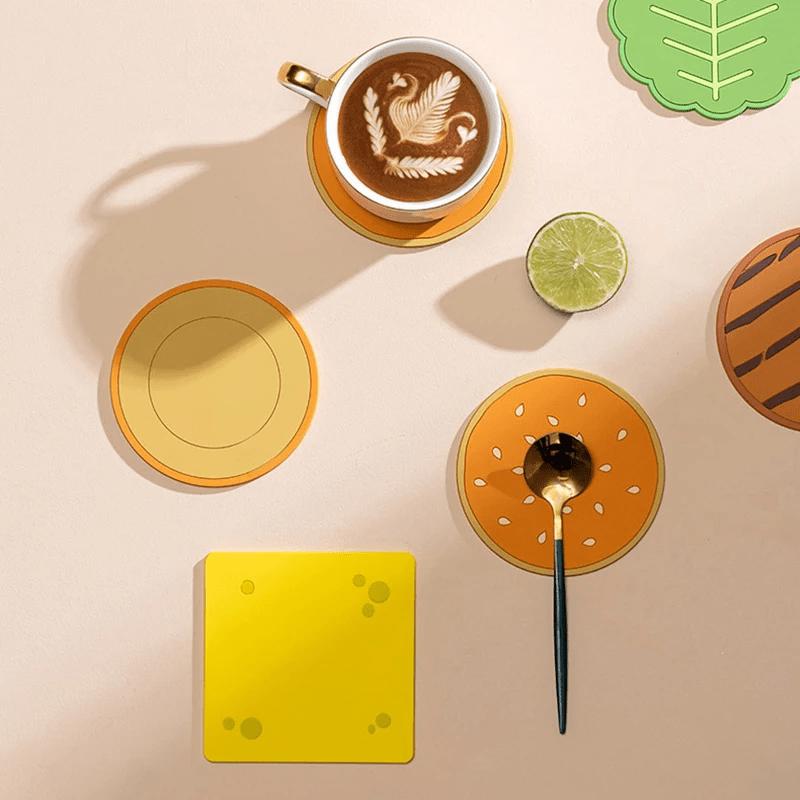 8 ks/sada Podtácky ve tvaru burgeru Kreativní podložka pod hrnek Silikonová izolační podložka Držák na hrnek Kuchyňská jídelní barová stolní dekorace Dětský dárek LS