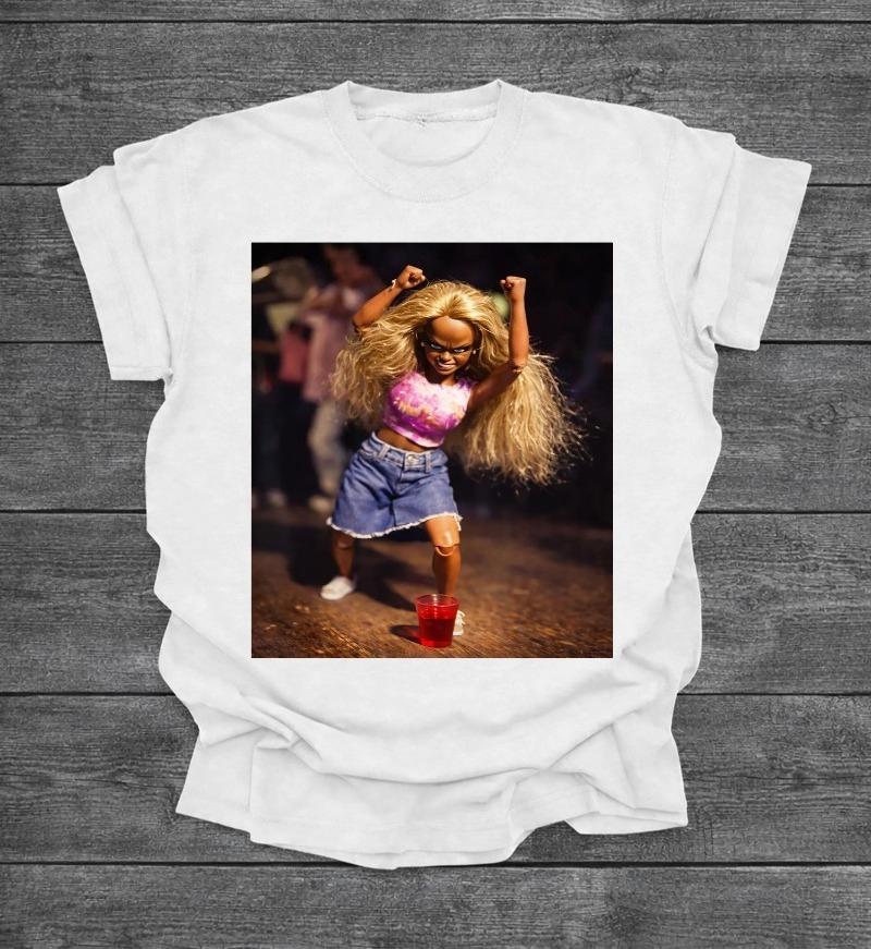 Funny Disgusting Doll Face Meme Girl Dancing Party Shirt Summer Unisexs and Womens Loose and Breathable Tshirt Top