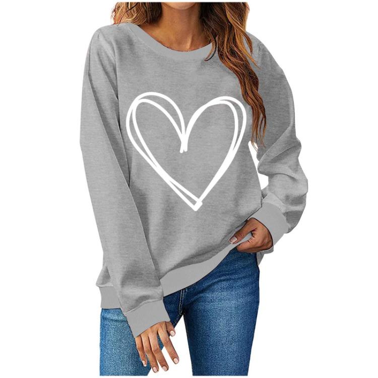 Women Casual Loose Love Round Neck Sweater