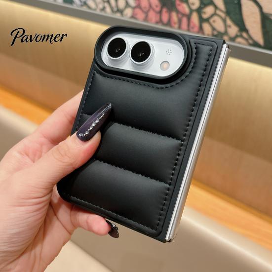 Anti Fall Phone Protector Puffer Case for iPhoneDuo, Down Jacket Design Soft Padded Protective Cover Cover, Full Bumper Shockproof Portection Foldable