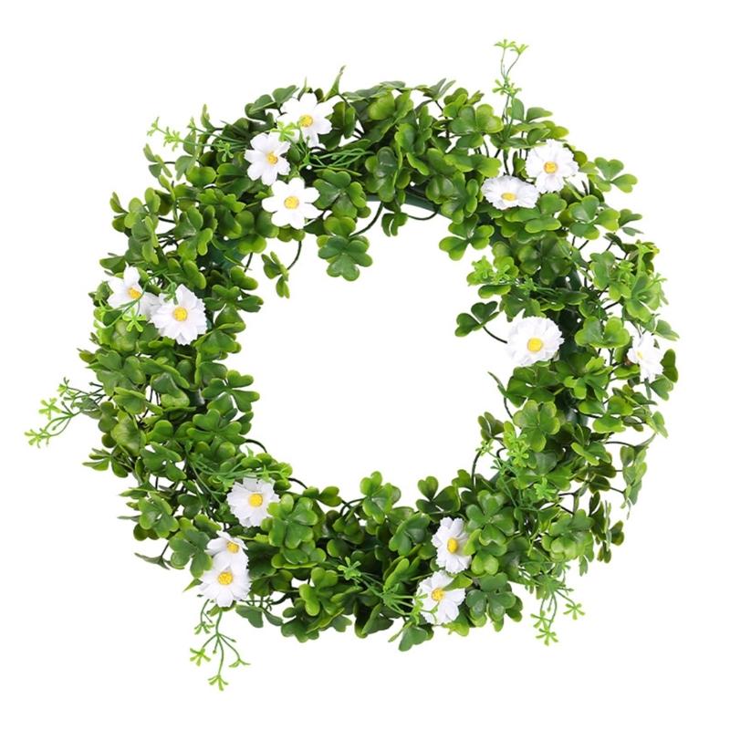 

Saint Patricks Day Decorations Artificial Wreath Green Shamrocks Wreath for Front Door 1