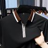 T-Shirt Medium Loose Business Casual Lapel Short-Sleeved Color Matching Letter Polo Shirt Men