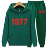 1977 Hoodie Two-Piece Sets Hoodie Set Men and Women Fashion Brand High Street Loose Fleece Autumn Winter Warm Hoodies+Pants Set