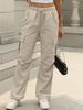 Women's Casual Cargo Pants with Multiple Pockets & Adjustable Drawstring Waist -  Leisure Outing Trousers, Fashion Cargo Pants,Nontransparent Fabric