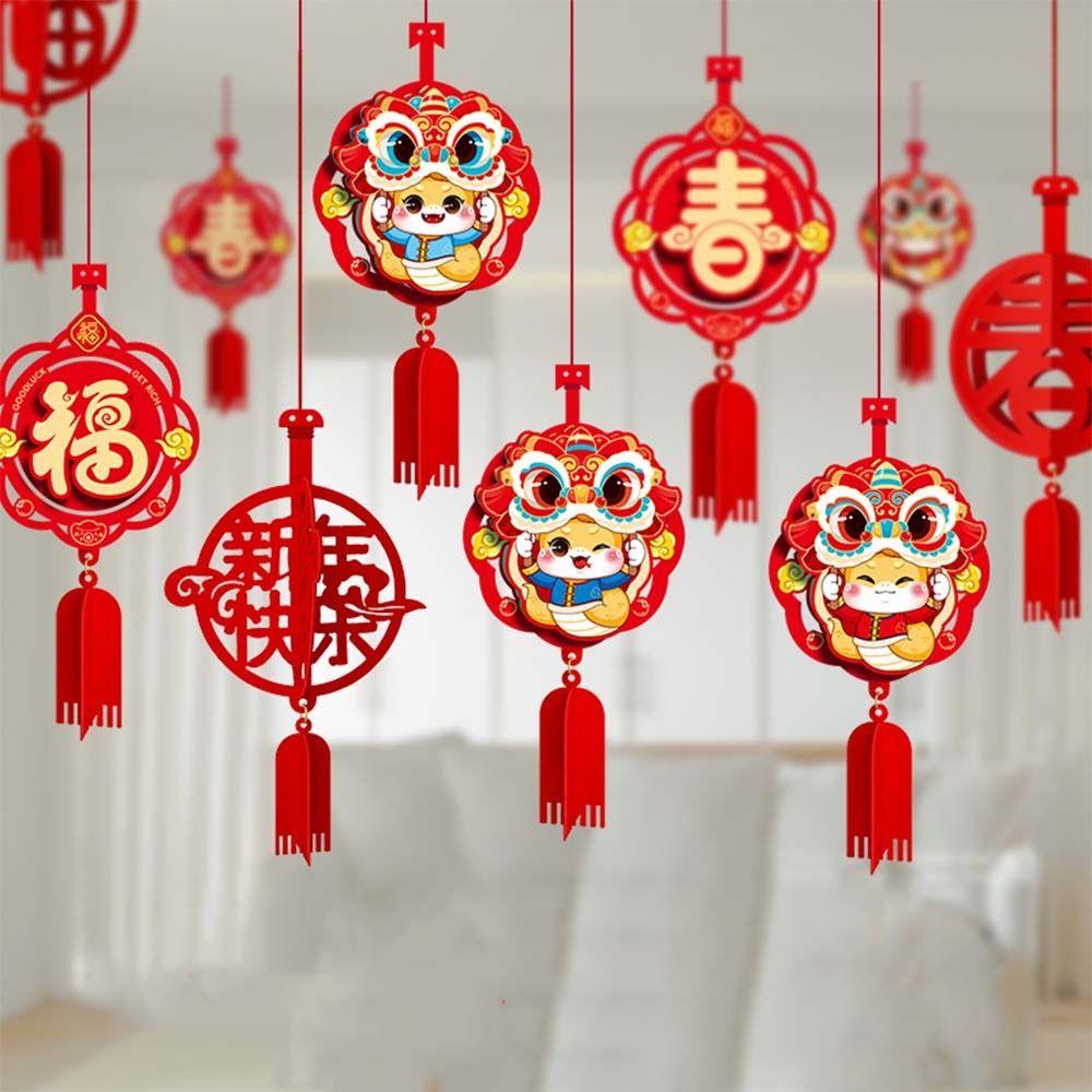 6pcs 3D Chinese Snake Year Pendants Red Spring Festival Supplies  Housewarming Mascot