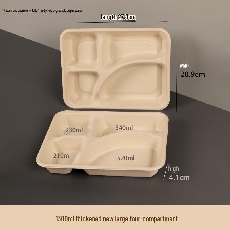 Disposable 4-Compartment Paper Takeout Containers
