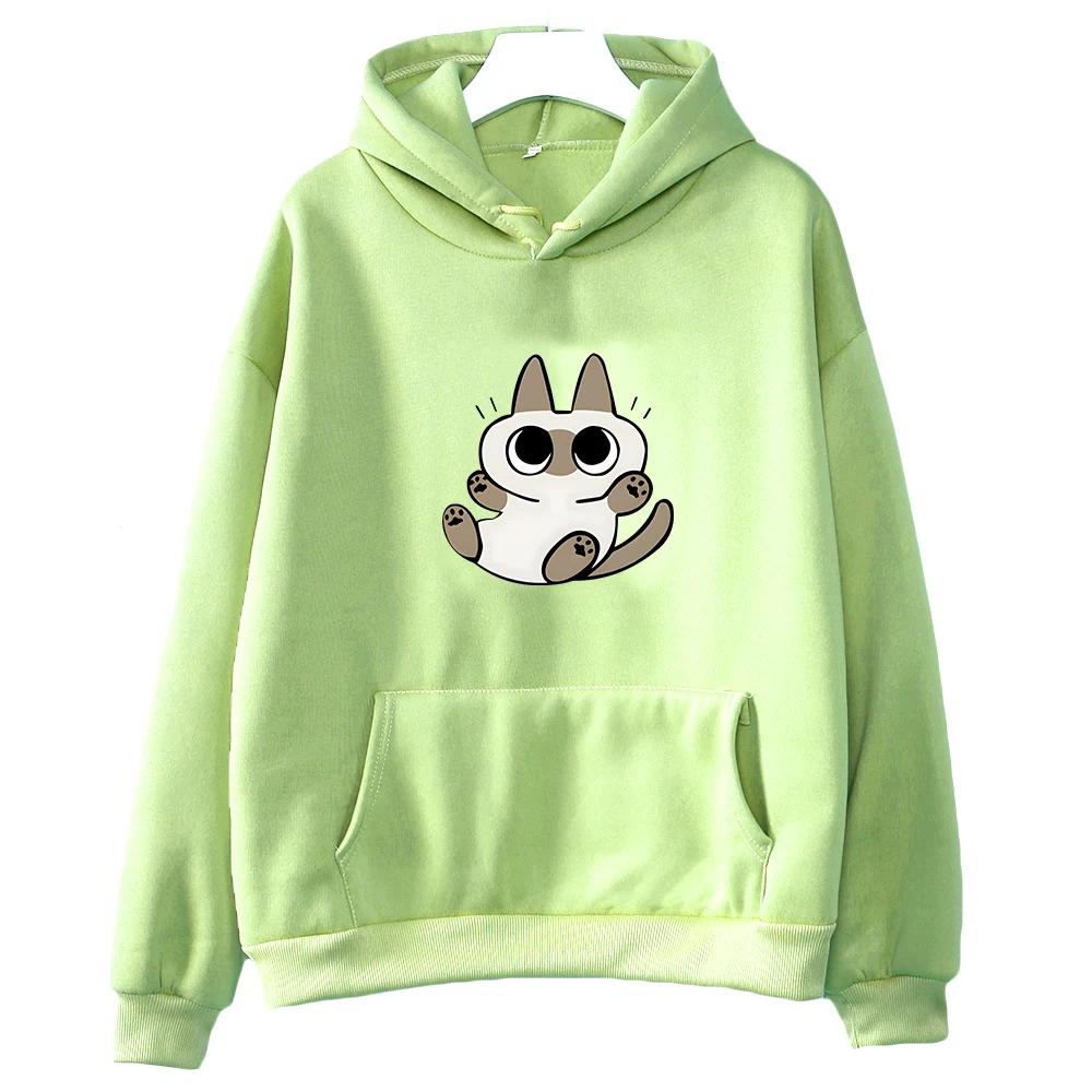 Siamese Cat Azuki Is The Center of The World Nobeko Hoodie Kawaii/Cute Long Sleeve Sweatshirt Harajuku Cartoon Tops