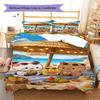 Bubu Dudu Cartoon Pattern Bedding Set Quilt Cover Pillowcase Home Decor Gift (1 * Duvet Cover + 2 * Pillowcase, Without Core)