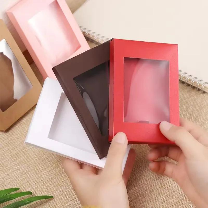 New Cowhide Paper Box Cake Packag Transparent Window Gift Box Biscuit Packag Perfect For Weddings Sending Friends Home Supplies