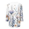 Ladies' Fashionable Casual Seven Quarter Sleeve Fashionable Printed Pullover Top