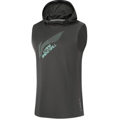 Li Ning Basketball Series Logo Letter Hooded Comfortable Breathable Sports Vest Men Vest Dark-Gray AVSU067-5