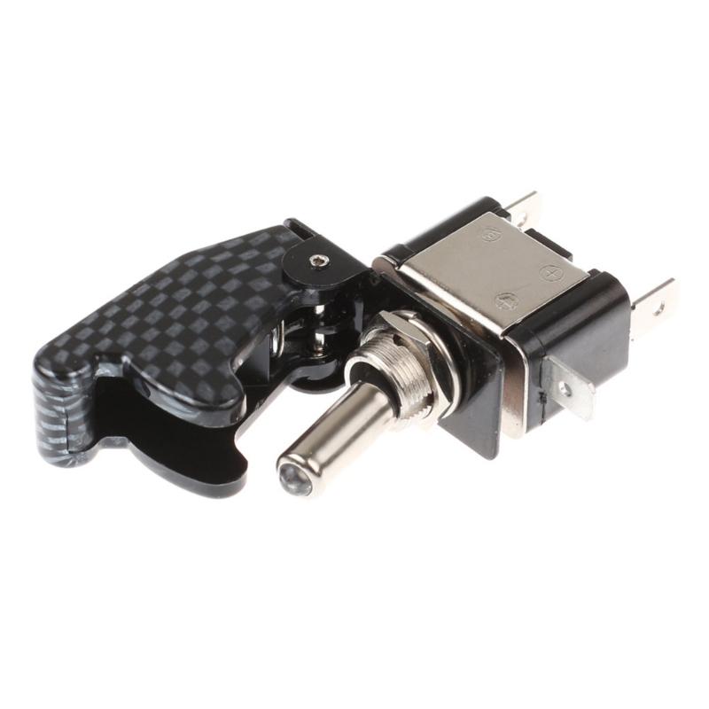 Auto Car Boat Illuminated Led Toggle Switch With Safety Aircraft Flip Up Cover Guard Blue Cover for Racing Automotive