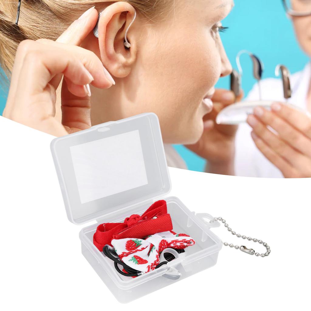 Hearing Aid Clip Rope 2 Fixation Rings Beautiful Bow Clips Prevent Lost Hearing Aids Holder Lanyard