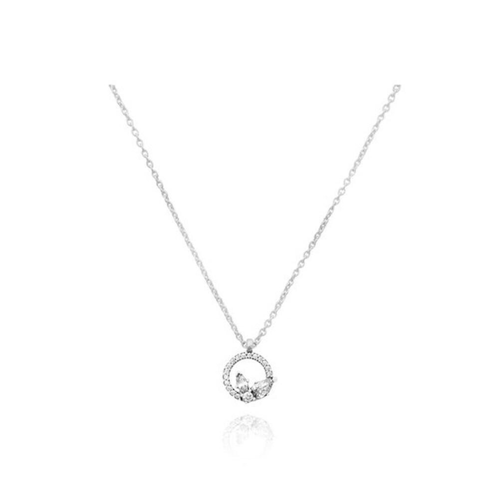 392620C01-45 Sparkling Herbarium Circle Cluster Pendant Necklace