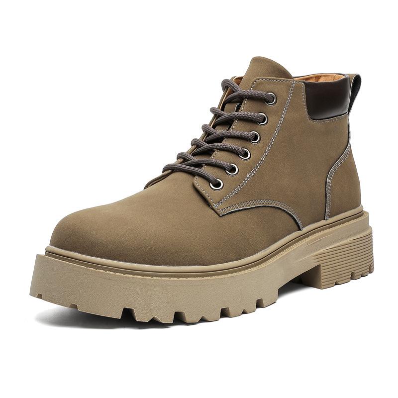 Martin Boots Men'S Autumn British Style Retro Rhubarb Boots Heightening Casual Thick-Soled High-Top Tooling Boots 66591-J