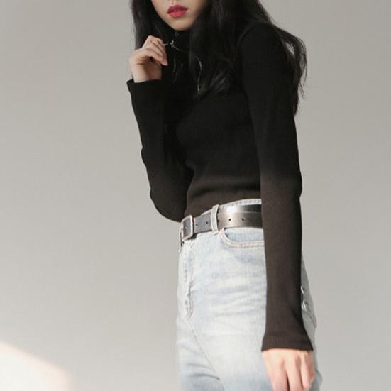 Autumn Winter Women Solid Sweater Half Turtleneck Long Sleeve Zipper Neckline Knitted Pullover Sweater Female Comfortable Warm Slim Knitted