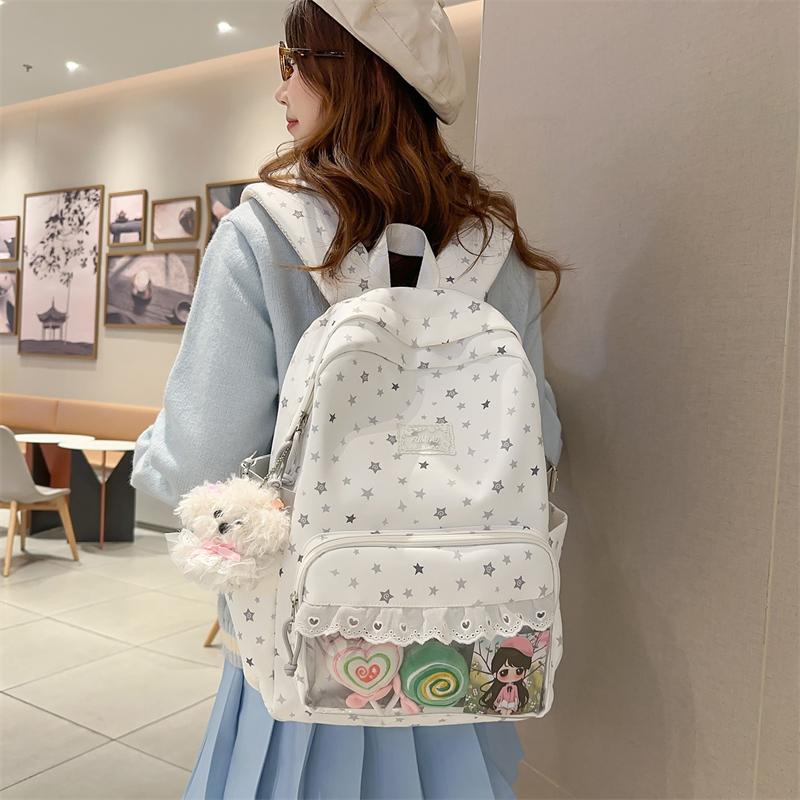 תרמיל נשים עם הדפס כוכבים, קיבולת גדולה, תיק בית ספר לתלמידים