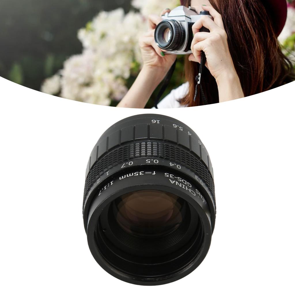 35mm 2/3 Manual Lens F1.7 Large Aperture Fixed Telecine Lens for C Mount Mirrorless Camera