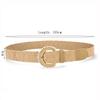 Retro Braided Elastic Belt Bohemian Style Faux Pearl Decor Woven Elastic Belt Durable Adjustable Straw Woven Belt for Women