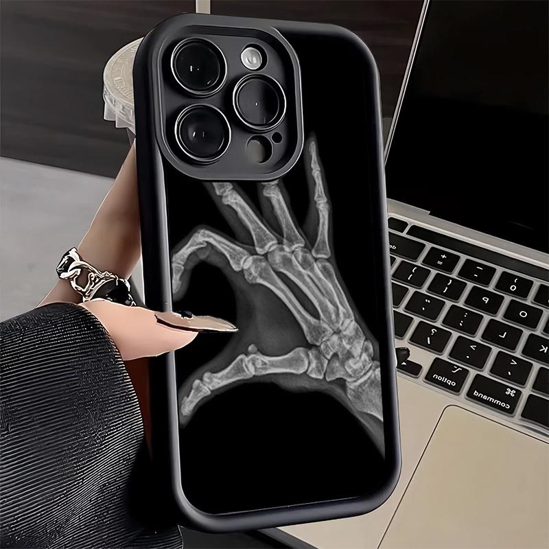 Phone Case for iPhone 17 Air 16E 15 16 Pro Max Funny X-Ray Hand Bones Cover 14 Plus 13 12 Mini Soft Shell Silicone Fundas