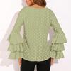 European & American Polka Dot Bell Sleeve Plus Size Chiffon Blouse