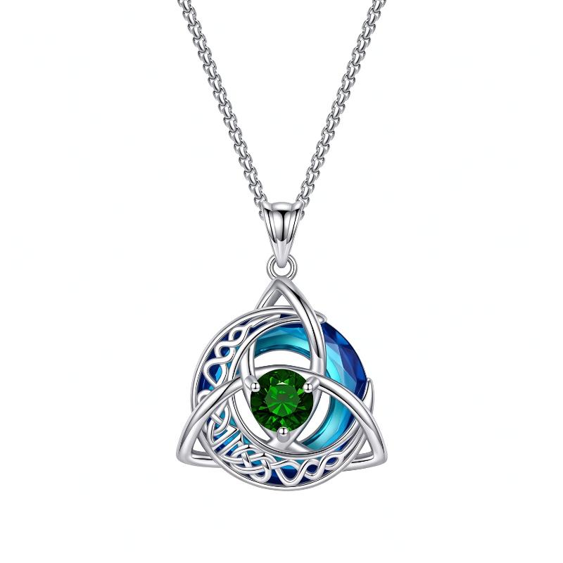 12 Birthstone Knot Pendant Necklace Triquetra Knot Colorful Gemstone Jewelry Gift For Women Irish Jewelry Accessories