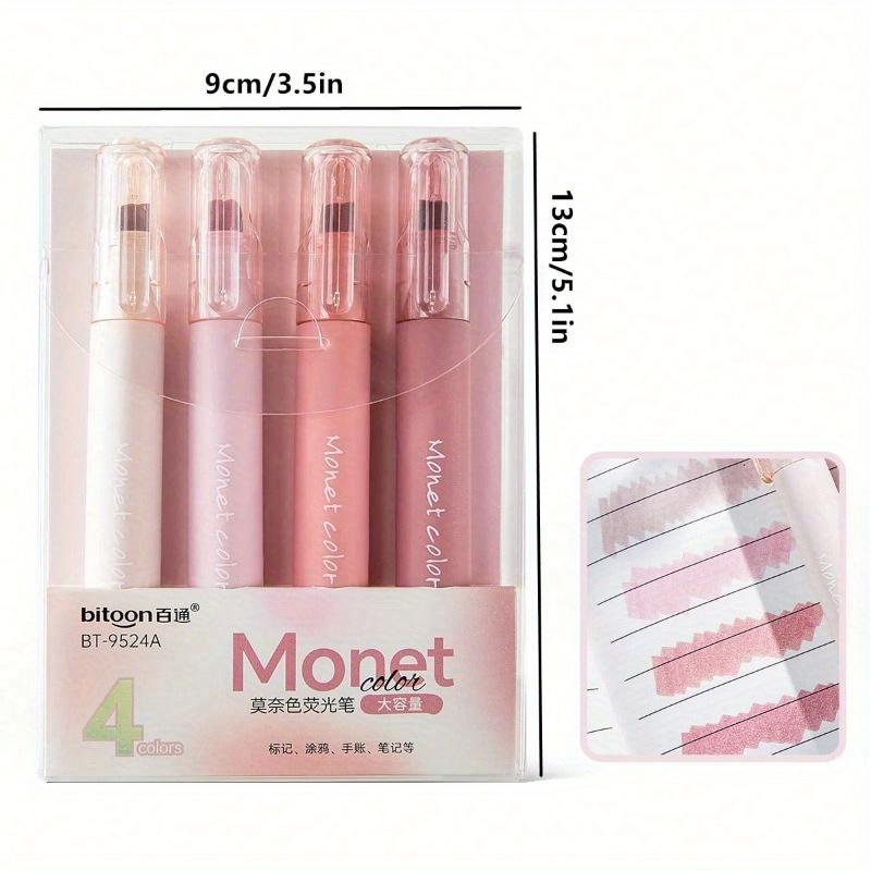 4pcs Soft Touch Fluorescent Gel Pens In Pink Morandi Color, Water-Based Ink, Round Tip, Suitable For Office Supplies, Writing