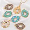 2pcs Stainless Steel Pendants Gold Plated Multicolor Flower Pattern Natural Scenery Printed Charm for DY Necklace Jewelry Making