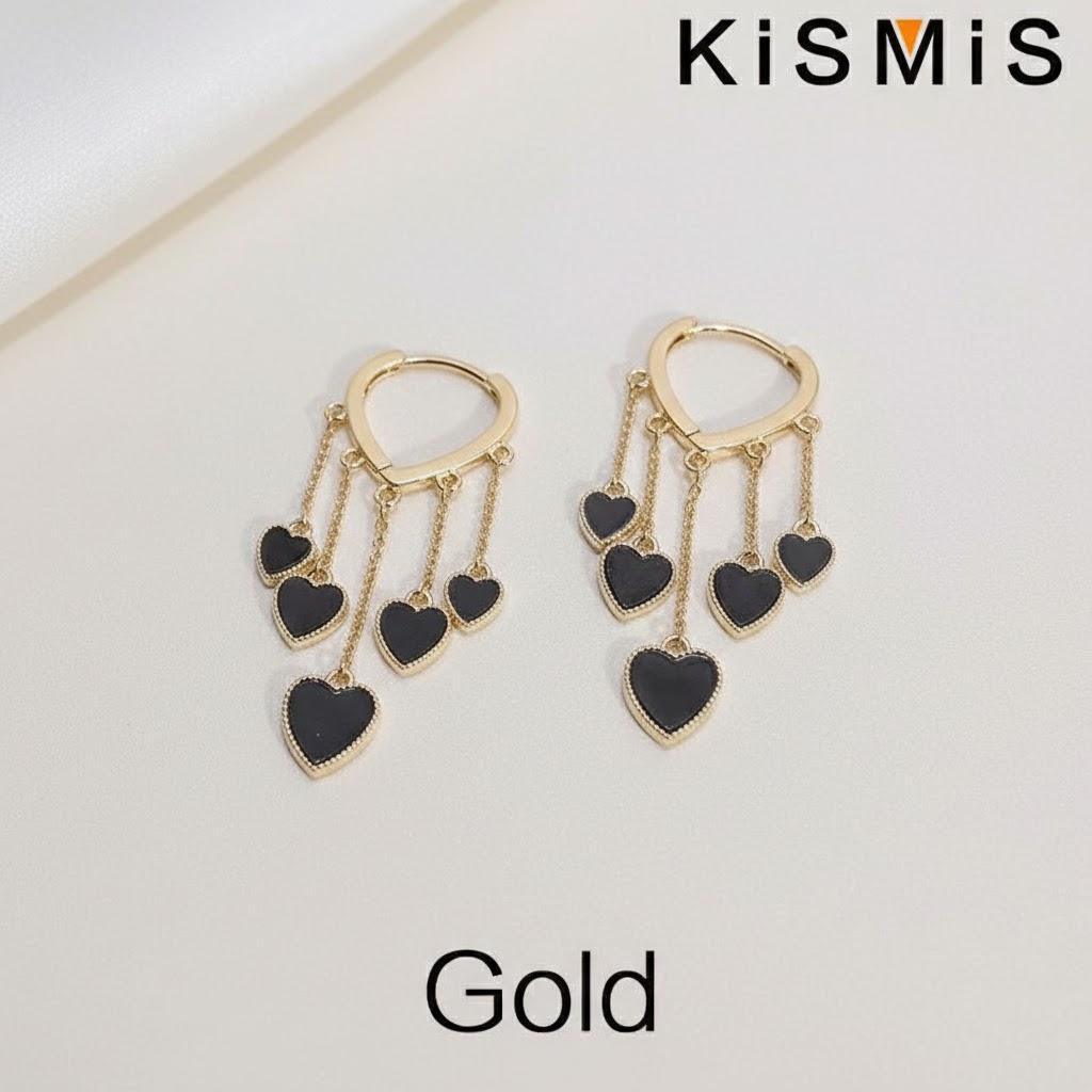 

Womens Fashion Black Love Tassel Earrings Temperament Playful Allmatch Simple Design Earrings золотой