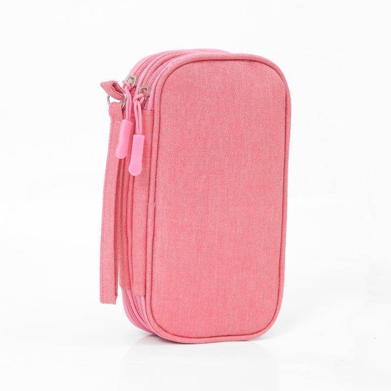 

Portable Multi-function Travel Digital Organizer Pouch for Charger Cable Hard Drive and USB розовый