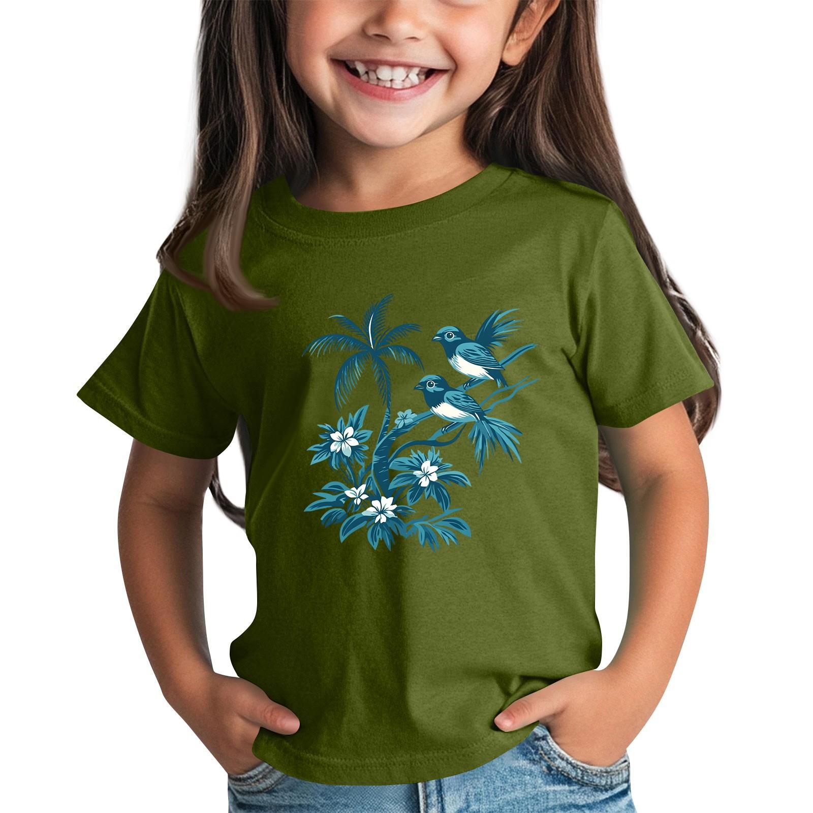 

Детская модная повседневная футболка с круглым вырезом и короткими рукавами 100 армия зеленый