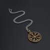 Gold Viking Necklace Men's, Viking Odin Logo Titanium Steel Hollow Compass Men's Pendant Necklace