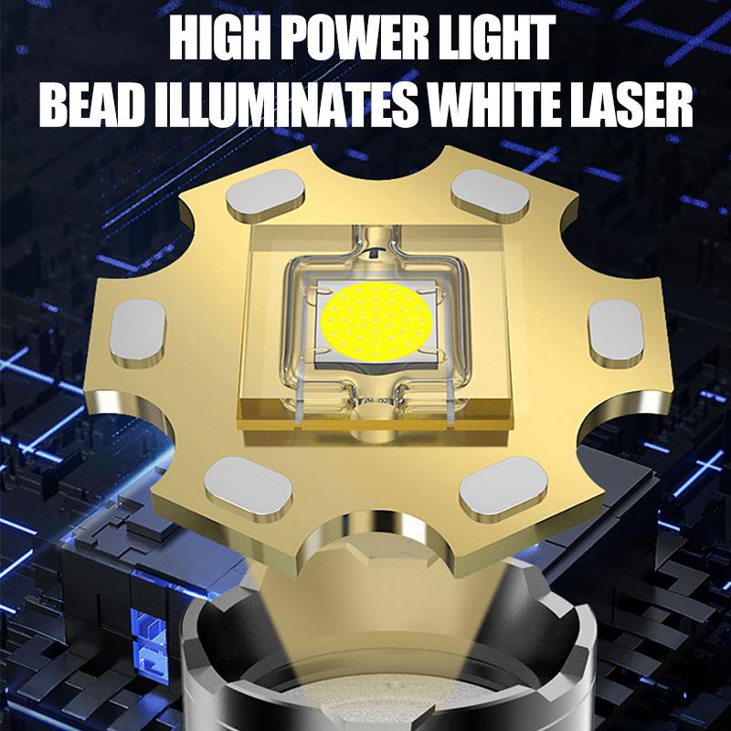 Hochleistungs-LED-Taschenlampe Typ-C Wiederaufladbar Zoom weißes Licht Tragbare Taschenlampe Outdoor Leistungsstarke Taschenlampe mit USB-Aufladung
