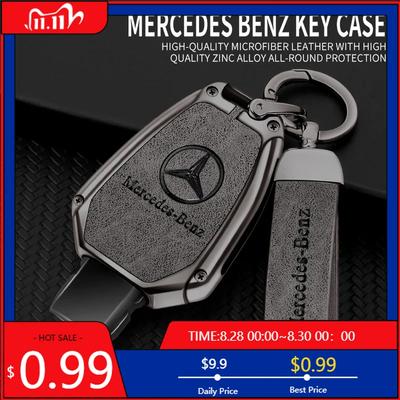 GLC GLB Zinklegierung Leder 2/3 Tasten Auto-Fernbedienungsschlüsselhülle für Mercedes Benz ABGR Klasse GLA GLK W176 W204 W251 W463 AC