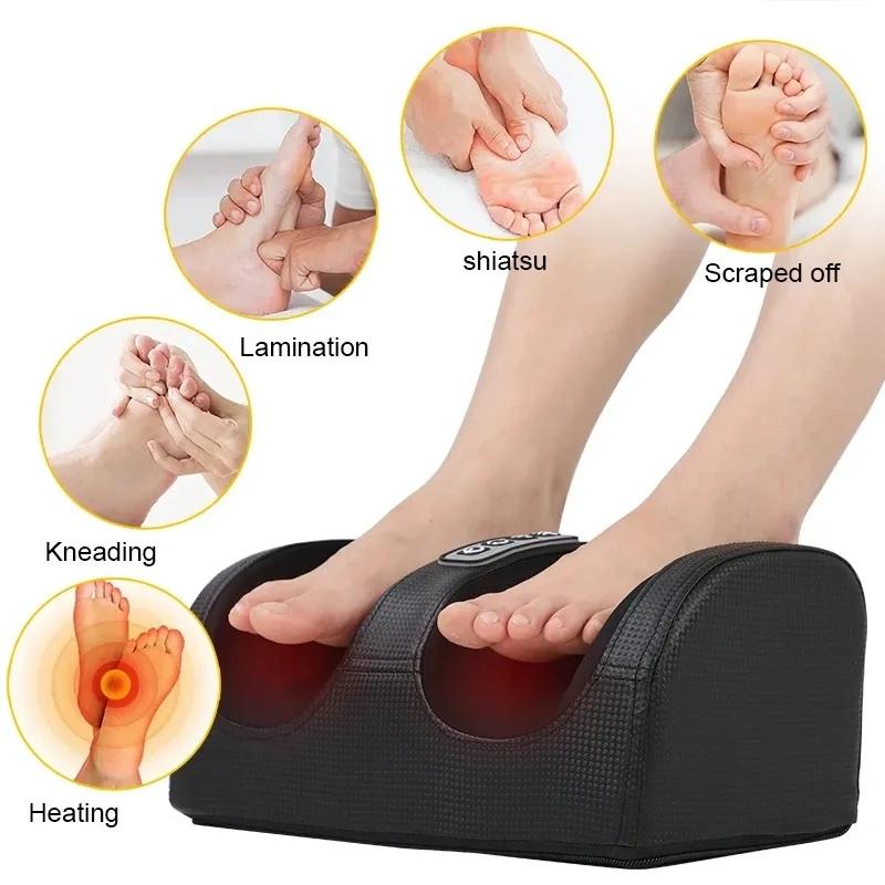 Electric Foot Massager Hot Compression Calf Shiatsu Kneading Roller Massage Heating Deep Muscle Relaxation Therapy Relieve Pain
