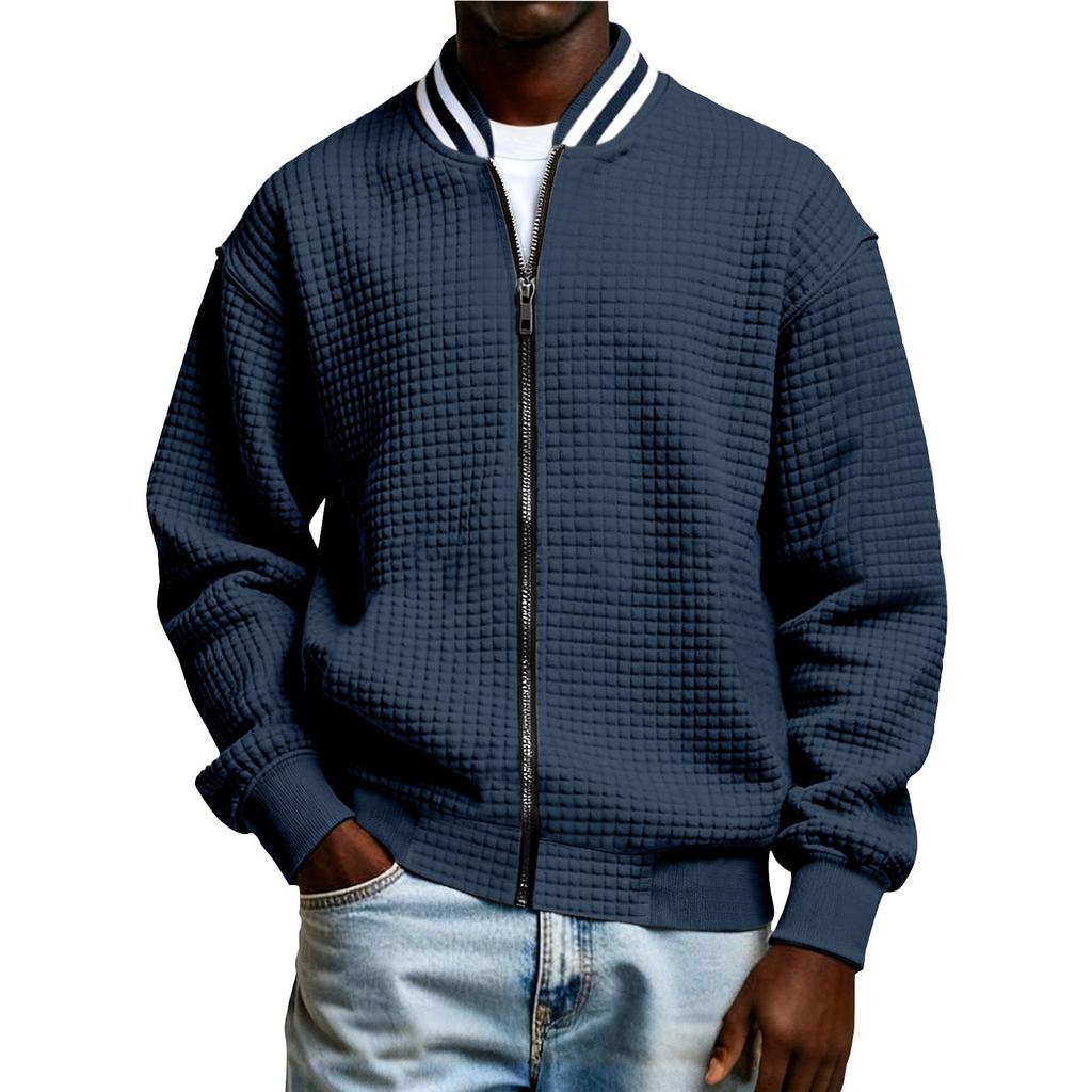 Men's Winter Solid Color Zipper Jacket Men's Casual Fashion Cardigan