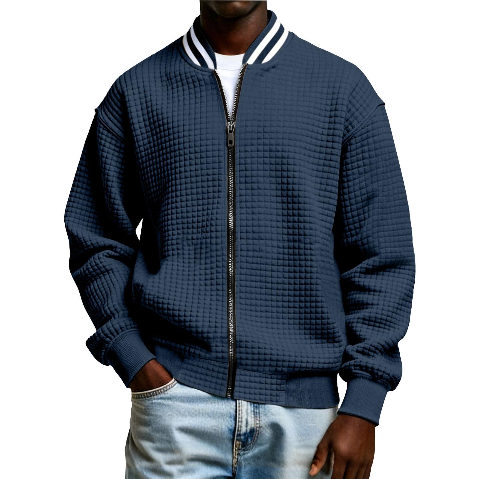 

Men s Winter Solid Color Zipper Jacket Men s Casual Fashion Cardigan M