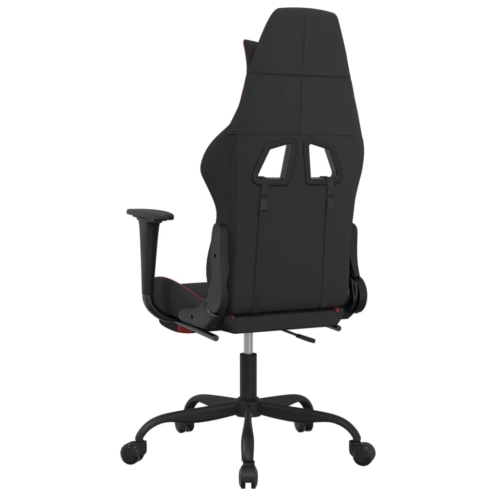 Gaming Chair with Massage Function and Footrest Black and Red Fabric