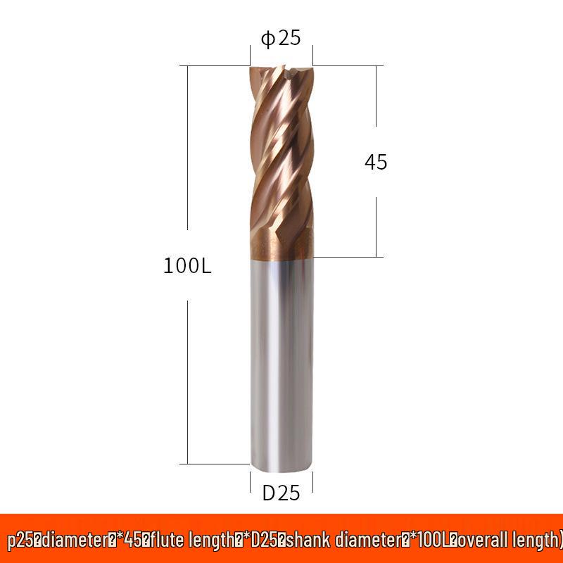 Taiwan 60° Tungsten Carbide 4-Flute Coated End Mill for Steel CNC Machining