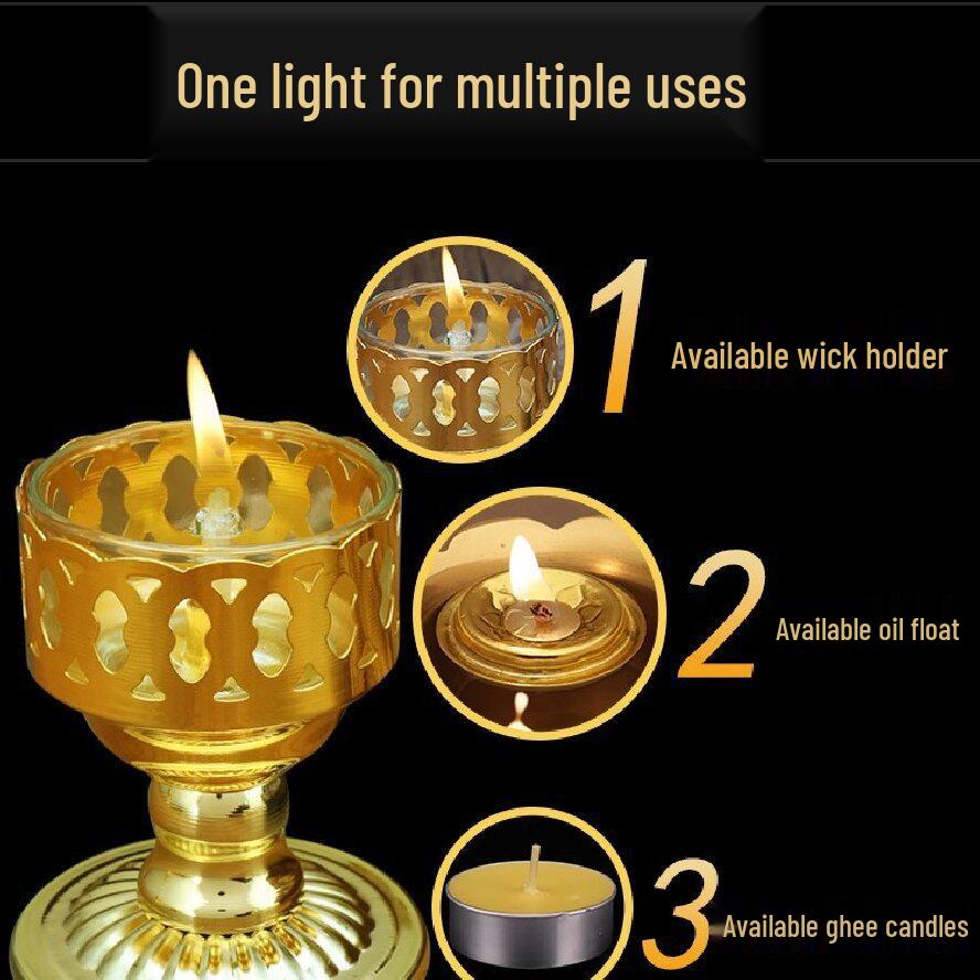 Exquisite Golden Chinese-Style Oil Lamp & Candle Holder